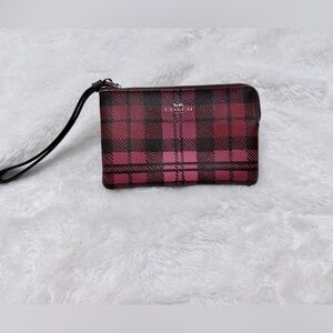 Coach Pink and Black Checkered Wristlet